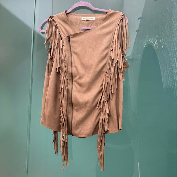 Tan western fringe zip up top - size large - Picture 6 of 7